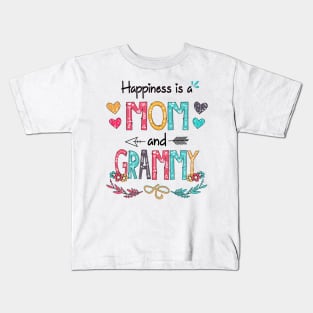 Happiness Is A Mom And Grammy Wildflower Happy Mother's Day Kids T-Shirt